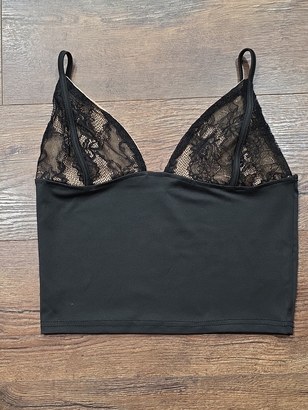 Black Lace-Trim Bralette Crop Top